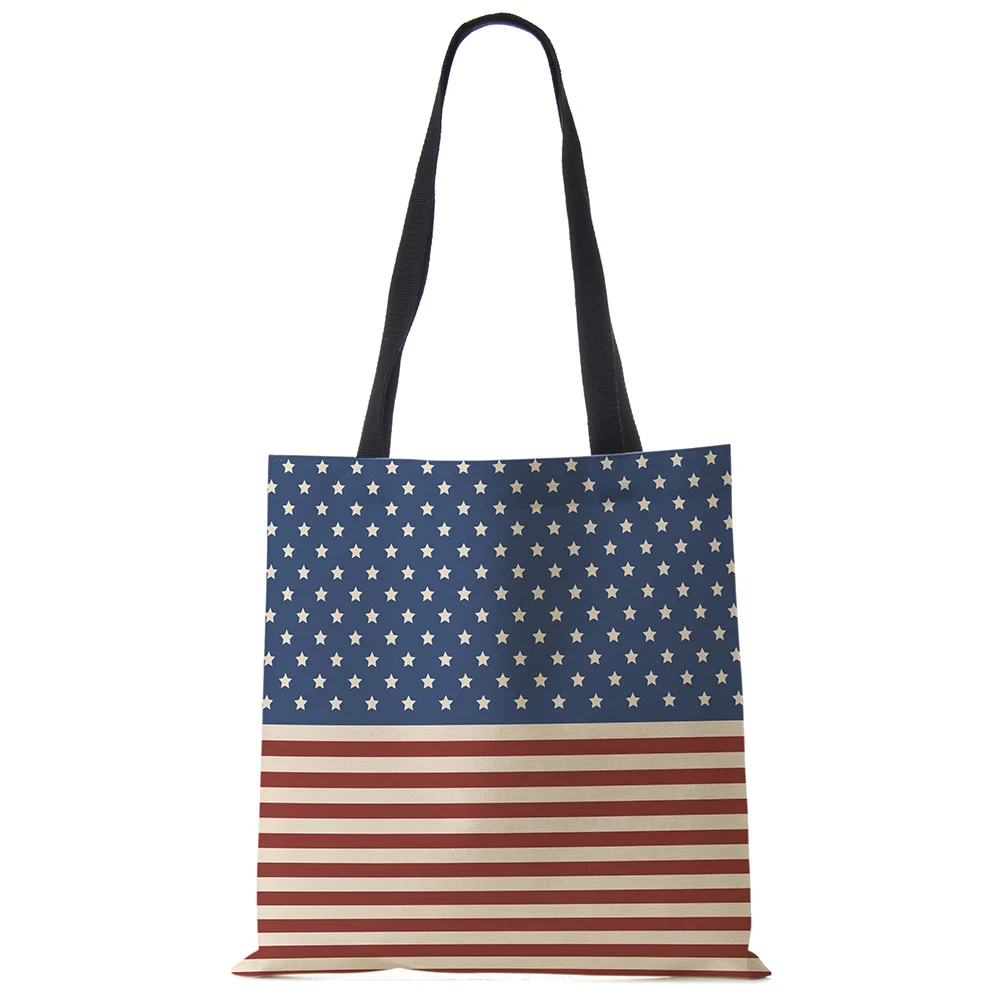 USA Independence Day Print Tote Shoulder Bag For Women Shopping Reusable Bags Large Travel School Beach Bags 