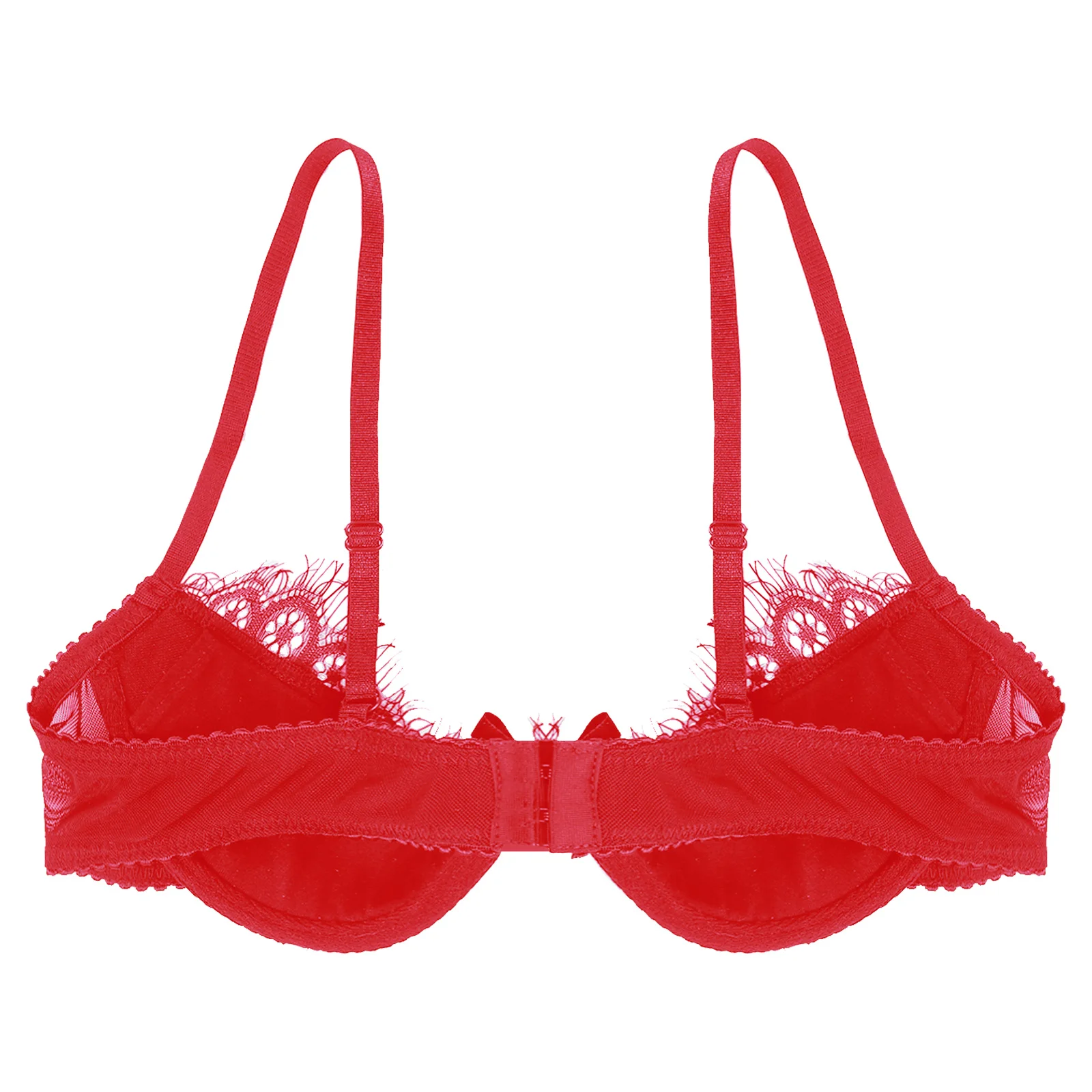 Lace Scalloped Quarter Cup Bra With Boned Cups By Latep