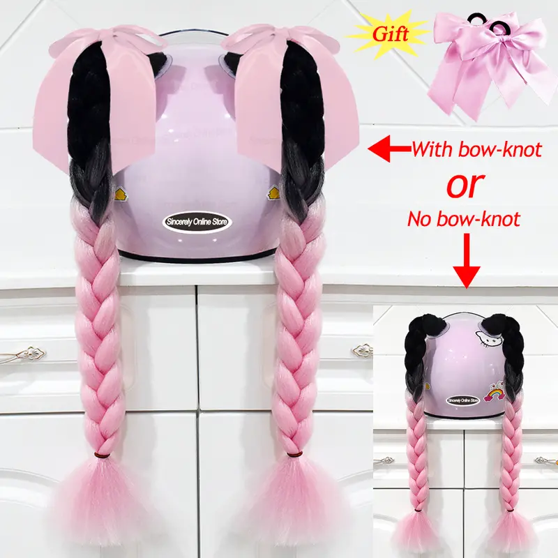 2pcs Quality Braids For Motorcycle Helmet Ponytail Sucker Braids Wig For Woman Helmet Decor Ears Twist Accessories 164 Colors - Image 20