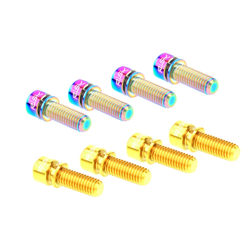 RISK 티타늄 합금 산악 자전거 디스크 브레이크 고정 볼트 나사, MTB 자전거용 와셔 포함, M6x18mm, M6x20mm, 4 개