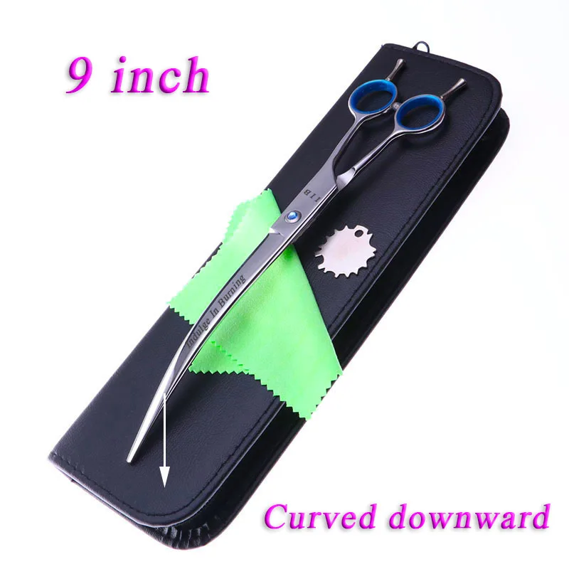 

9 Inch Hair Scissors Professional Pet Grooming Scissors Salon Barber Hairdressing Curved Downward Cutting Shears with Case