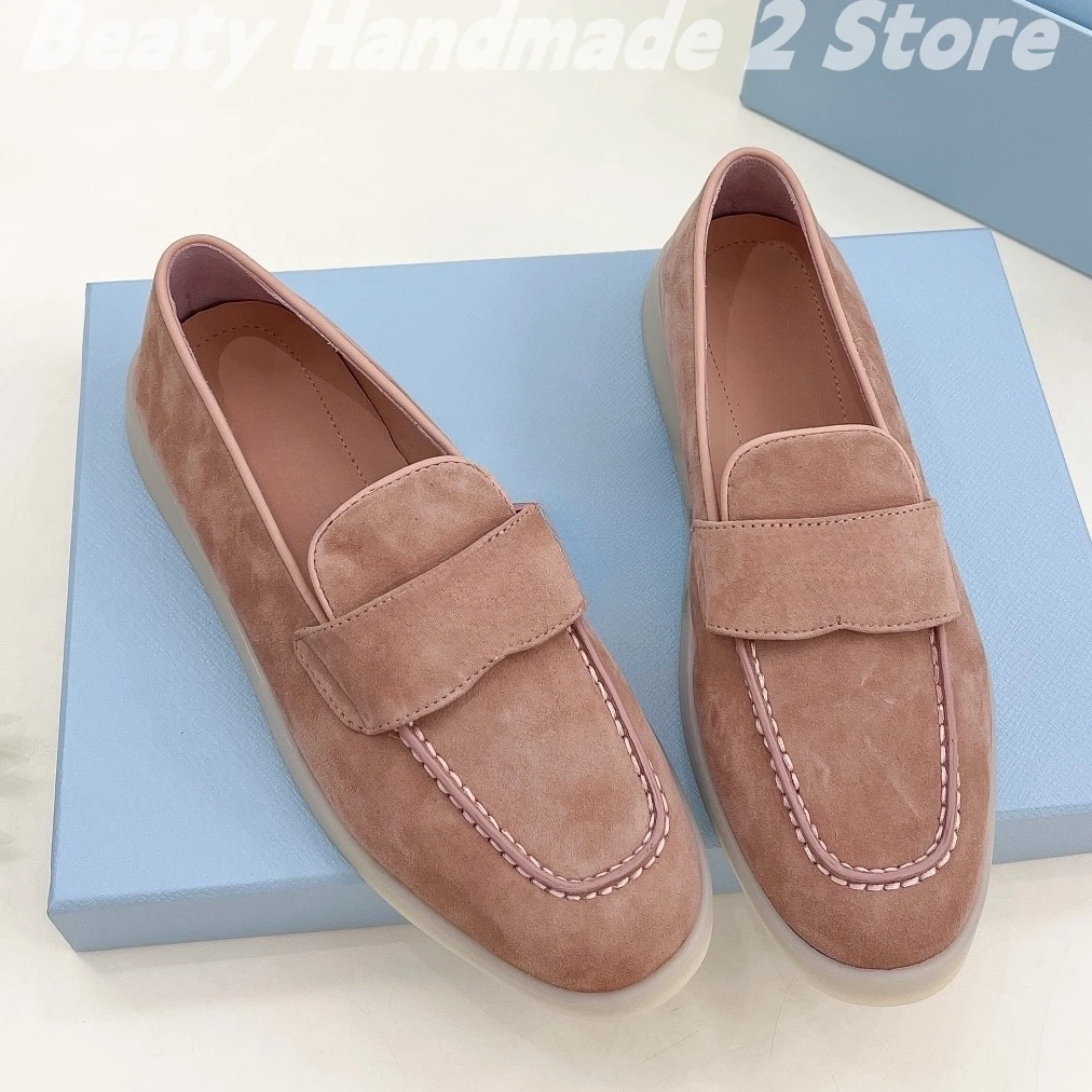 Classic Almond Shaped Toes Solid Loafers Flat With Faux Suede Daily Sewing Woman Shoes Platform Slip On Zapatos Mujer Size 35-45 2