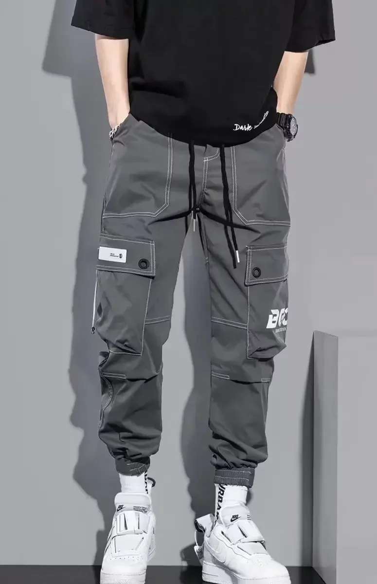 

Trendy multi-pocket cargo pants men's leggings trendy loose-fitting nine-cent casual pants