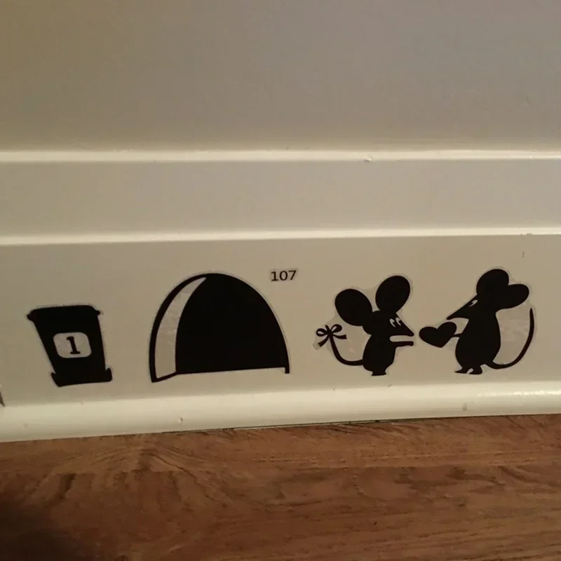 Wall Cute Decoration 1pc Black Cartoon Mouse Love Heart Vinyl Art Wall Sticker Skirting Decal Household Decor Accessories