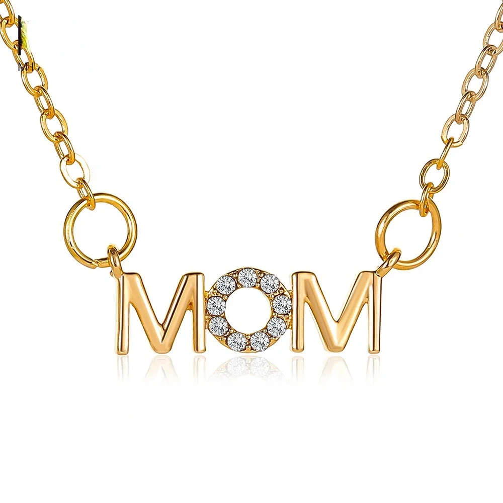 

MOM Letter Pendant Necklace Rhinestone Mom Nameplate Clavicle Chain Choker Personality Jewelry New Gifts for Mother's Day