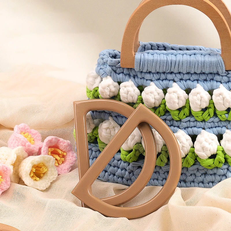 

D-shaped Wooden Bags Handle Replacement Handbag Suitcase Tote Handle Half Round Handle DIY Bag Accessories