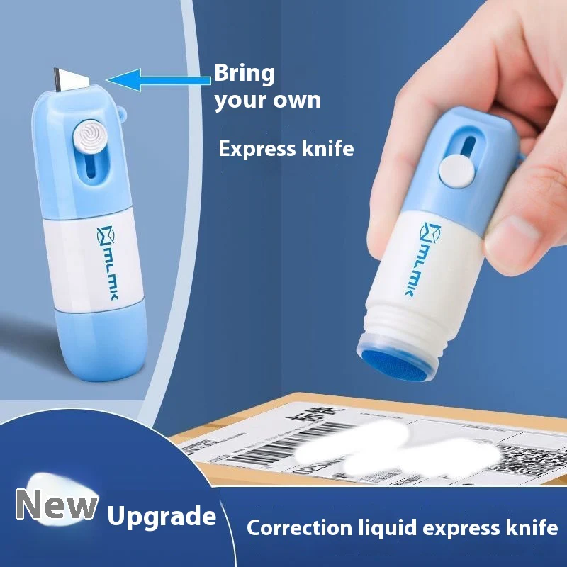 Parcel Box Opener Privacy Guard Thermal Paper Information Correction Fluid Eraser with Unboxing Knife 2 in 1 Protection Stamp