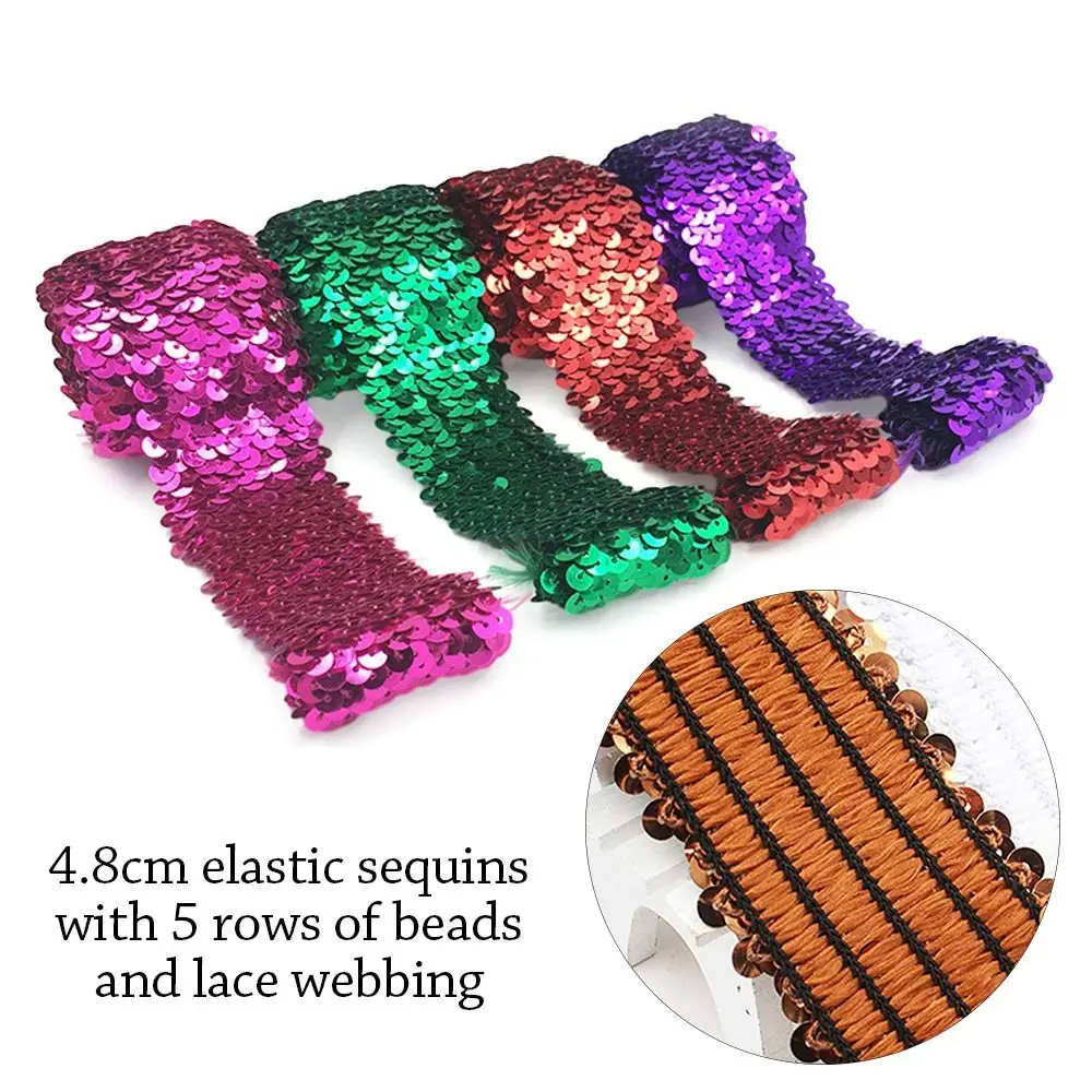 4.8cm/1M Wide Stretch Sequin Lace Hand Decorated Ribbon Dance Costume Accessories Trim