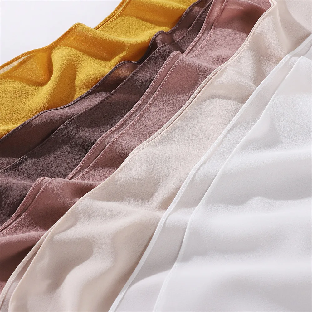 YZ121 Good Stitching Heavy Chiffon Hijab Basic Musim Women's Long Shawl Casual Look Flowy Headwrap Plain Color 180X70CM
