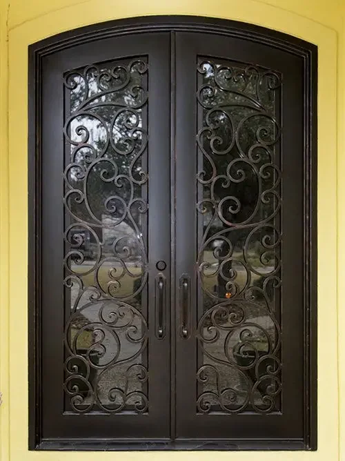 Iron Door Customised Size Luxury Exterior Main Entry Wrought New Grill Designs WIth Glass for Home