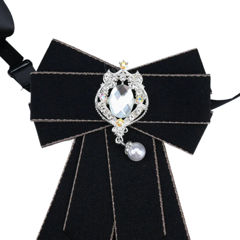 Hot School Girls Boy Elegant Classic Retro Big Bowtie Neck Tie Rhinestone Corsage Bowtie Cravat Gifts for Women Formal Neck Ties bow tie