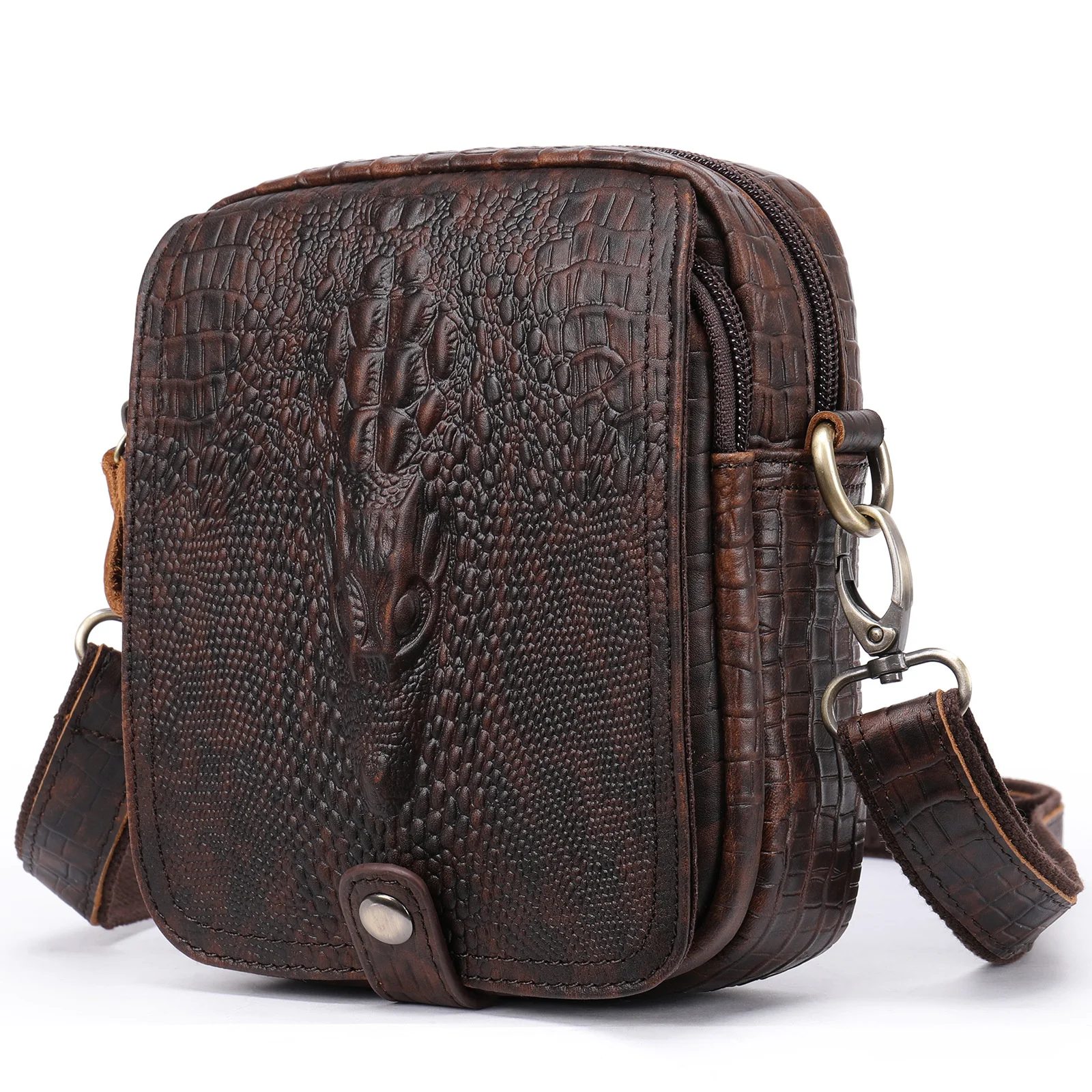 

Brand Men's Crossbody Shoulder Bags Men Genuine Leather Crocodile Pattern Fashion Business Man Messenger Bag Alligator Flap Bag