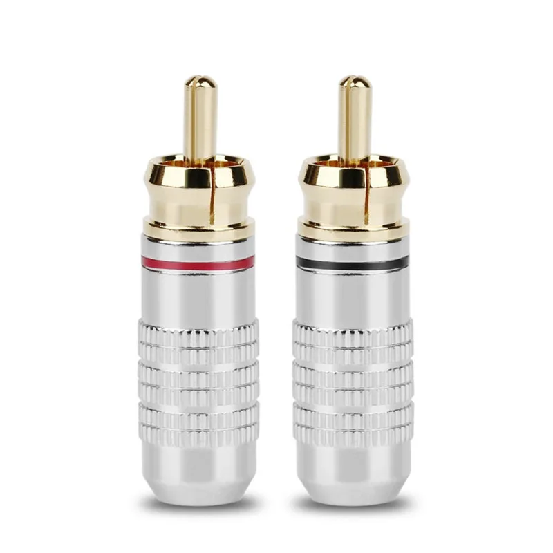 RCA Connector Plug Audio Jack Male Jacks Gold Plated Headphone Adapter