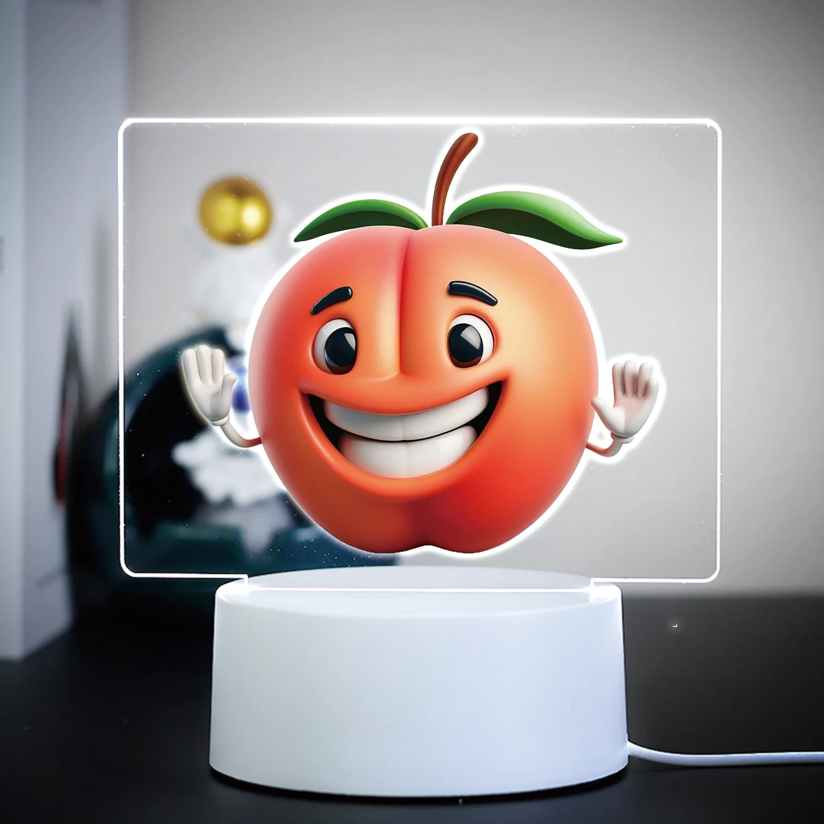 Фото Милые искусственные персиковые лимоны Pinapple фигурки 3D акриловые светодиодные ночники домашняя лампа детские дети мальчики девочки праздничный подарок №3