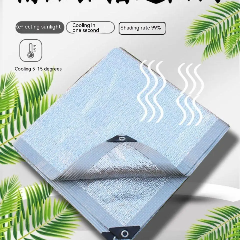 Tewango Reflective Aluminum Shade Cloth With Reinforcing Binding Mounted Grommets Pets Cars Shade Net 2x4M 85% 99%UV