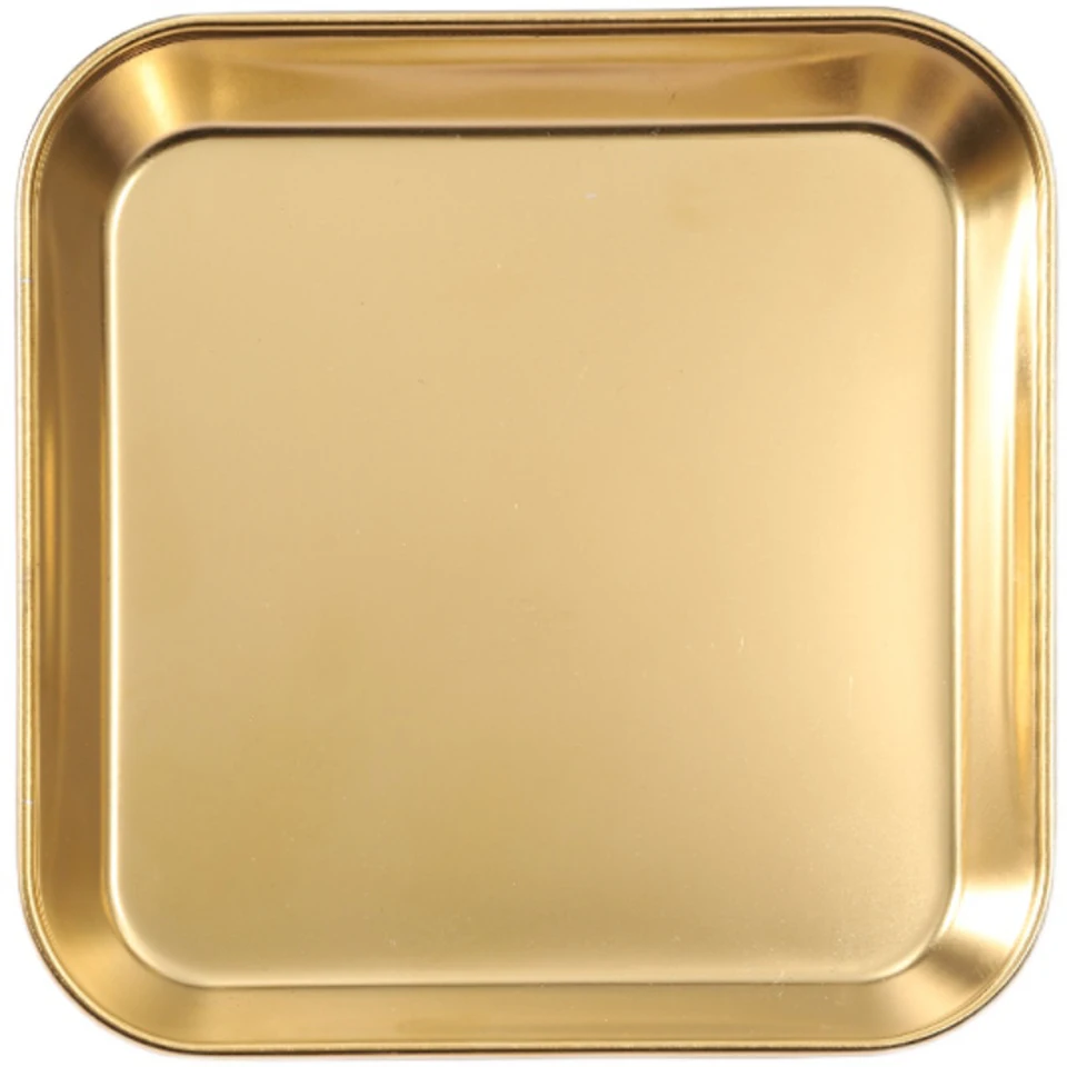 304 Stainless Steel Square Plate Golden Thick Skewers Dish Plate Restaurant Commercial Flat-bottom Korean Barbecue Tableware dining dish