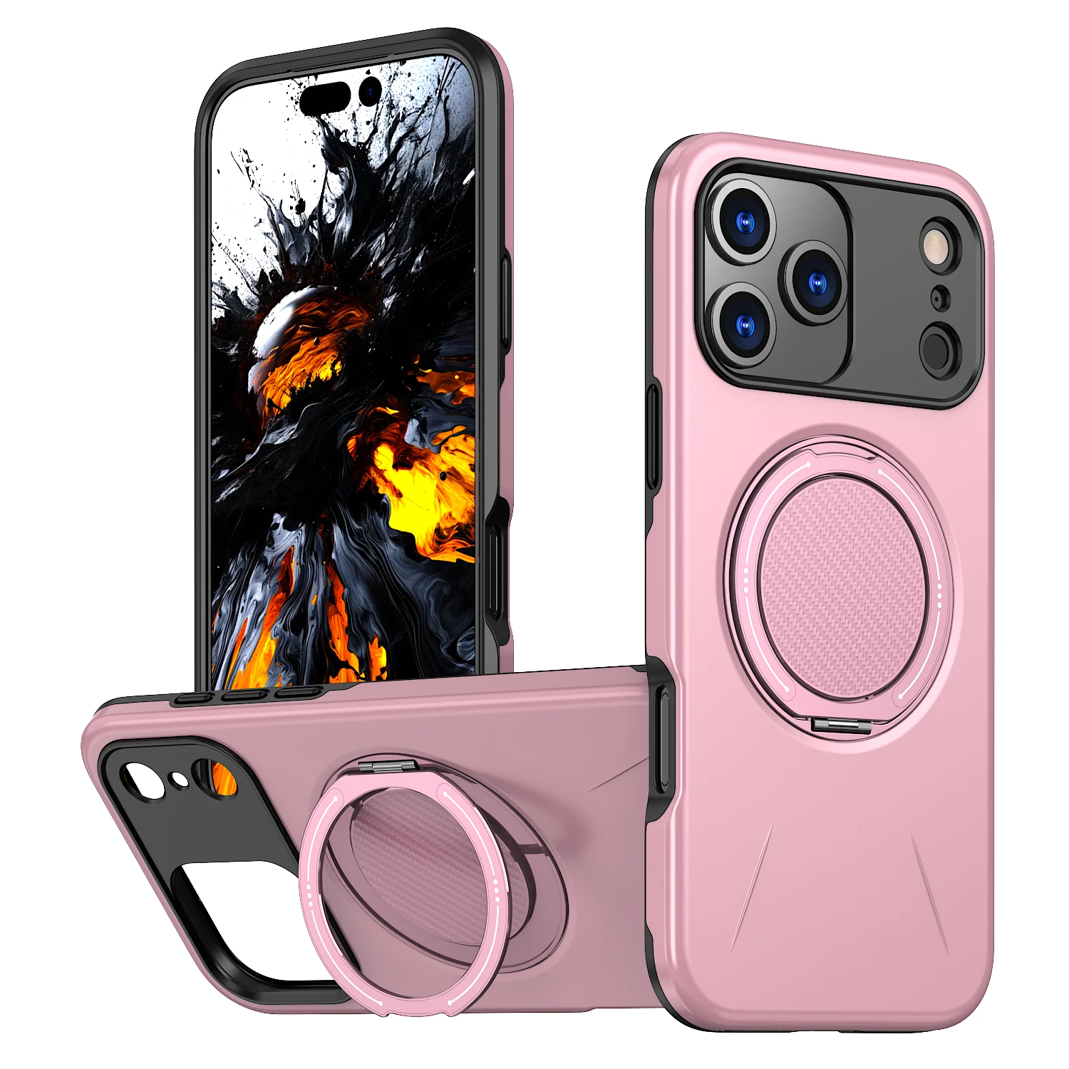 Armor Shockproof Phone Case with Rotating Magnetic Metal Ring Bracket