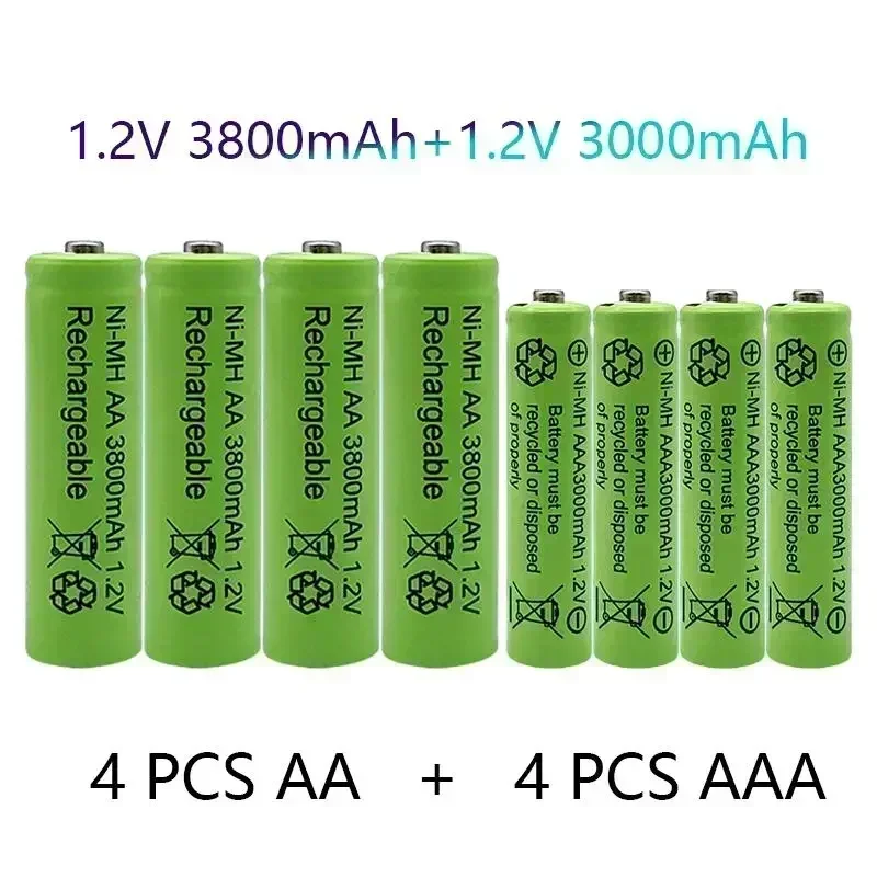 Rechargeable Battery 1.2V Rechargeable battery AA 3800mAh +AAA 3000mAh NI-MH
