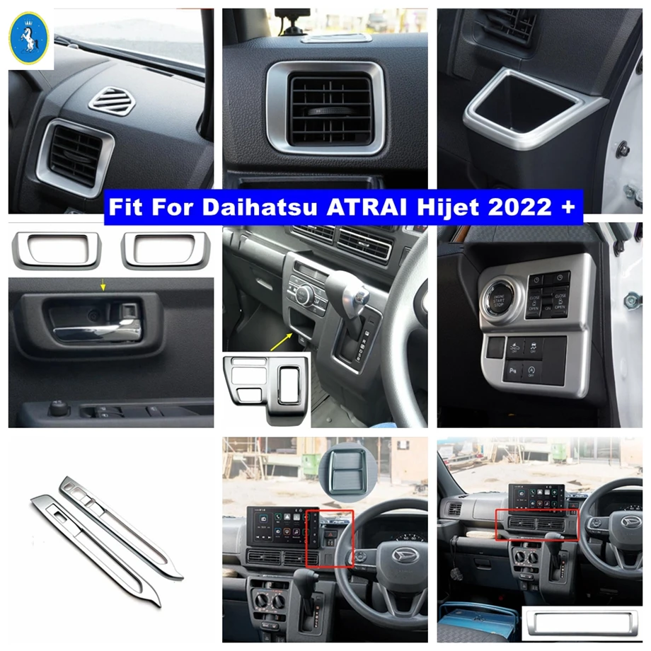 

Matte Interior Refit Kit Air AC Door Handle Bowl Gear Glass Lift Button Control Panel Cover Trim For Daihatsu ATRAI Hijet 2022