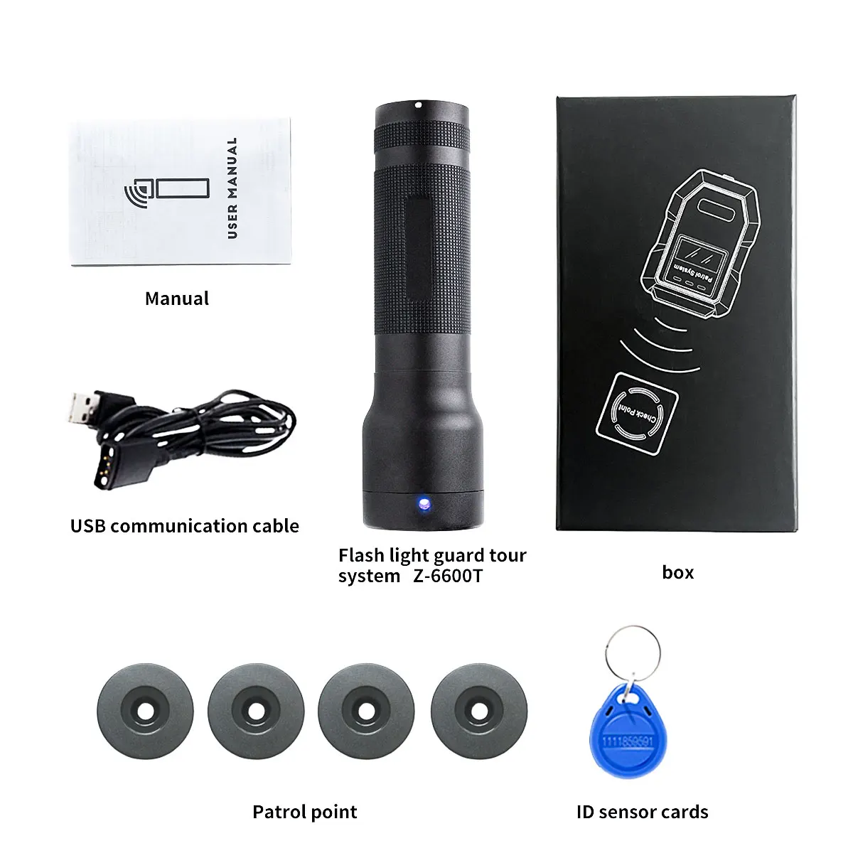 Guard Tour Patrol Recorder System IP67 Free Software Professional Guard Monitoring Attendance System 4 Checkpoint Tags RFID