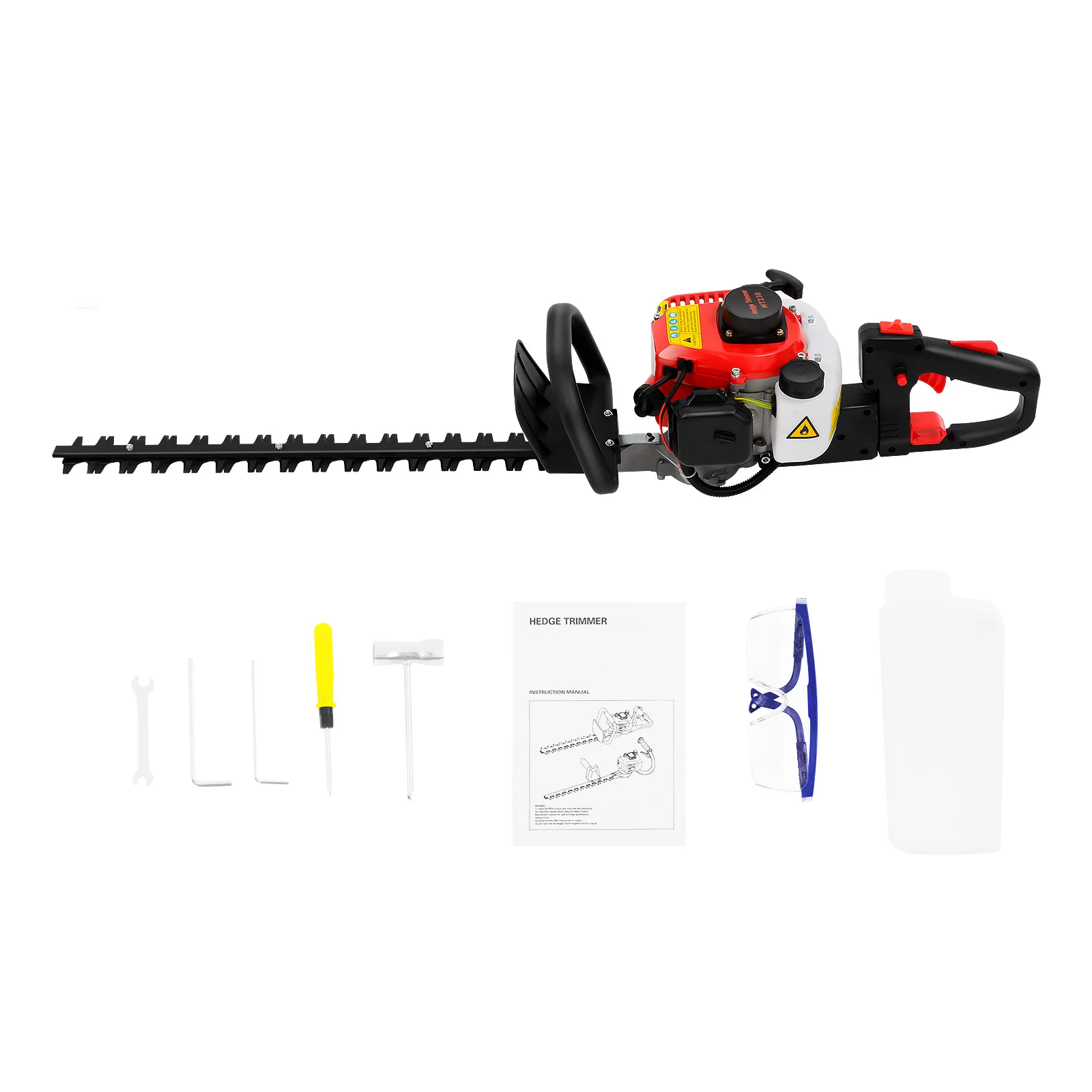 22-Zoll Doppelklingen-Heckenschere 22,5cc Benzin-Heckenschere 2-Takt-Zylinder 180 ° Drehbarer Griff zum Beschneiden von Ästen – Detail 7