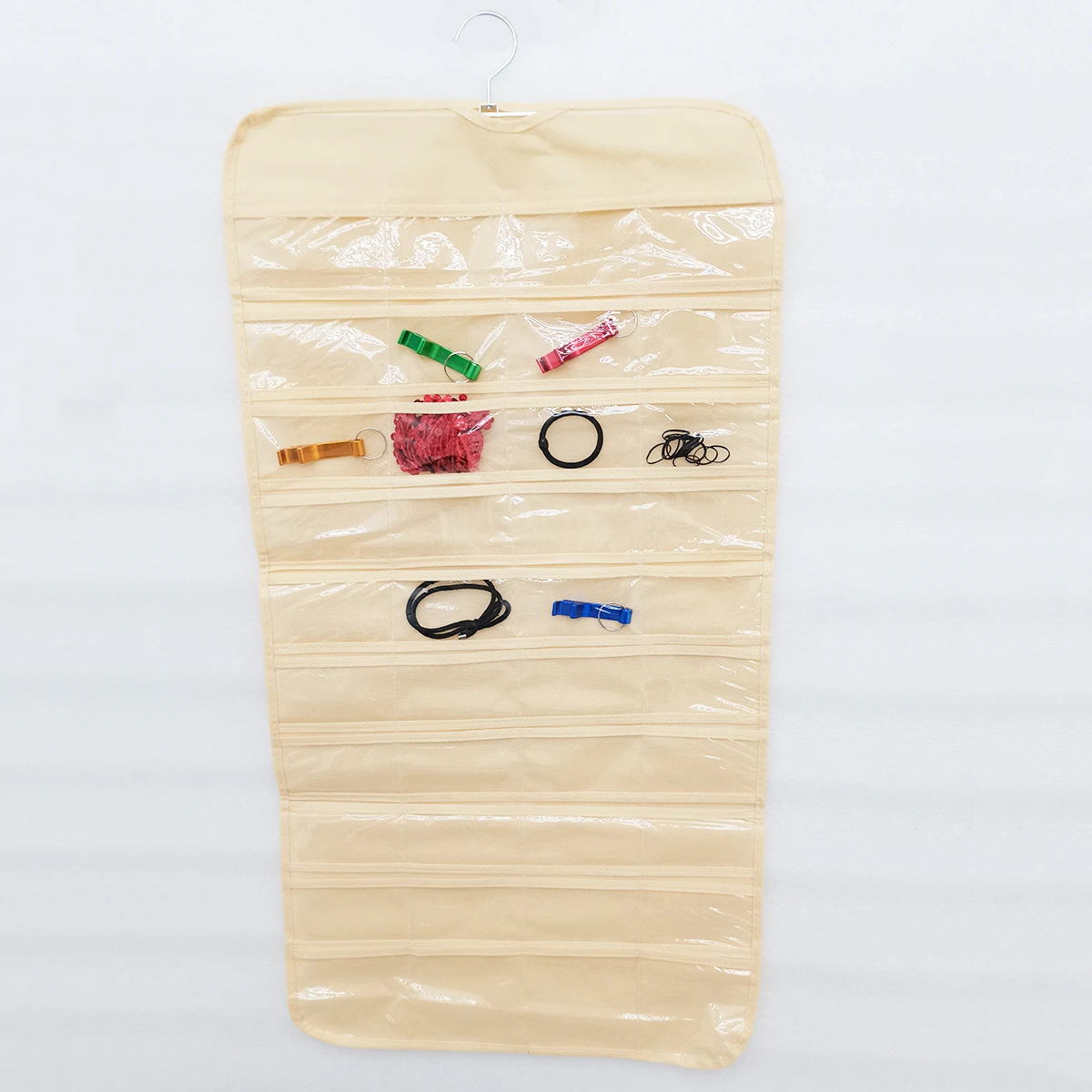 Jewelry Hanging Storage Bag Business Membership Card Organizer Sundries Necklace Earrings Storage Pocket 80 Grids Double-Sided