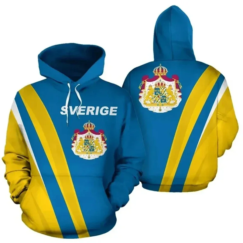 thumbnail image 1 of Sudadera con capucha con estampado 3D de la bandera de Suecia para hombre, sudadera de manga larga con estampado de emblema nacional, jersey de gran tamaño a la moda, ropa, 1 of 4