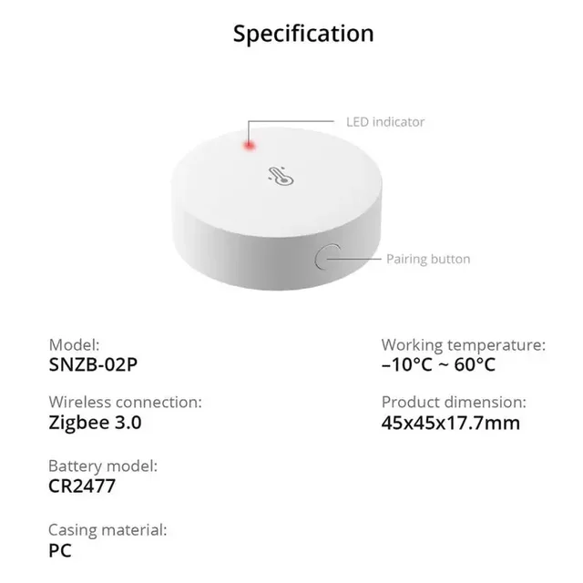 SONOFF SNZB-02P Zigbee Temperature And Humidity Sensor Smart Home Real-Time Sync EWeLink APP SONOFF ZBBridge Alexa Google Home 3