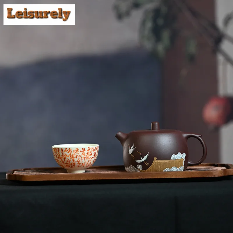 230ml Creative Yixing Purple Clay Teapots Handmade Well Fence Pot Raw Ore Purple Mud Tea Maker Kettle With Filter Zisha Tea Set