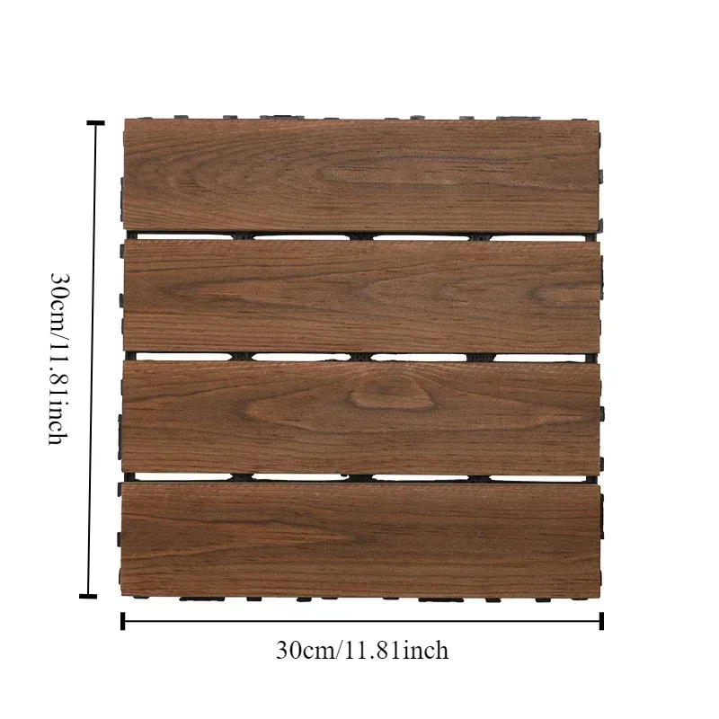 1PC Solid Wood Flooring, Can Be Freely Spliced and DIY, Suitable for Indoor, Outdoor, Terrace, Balcony, Garden Flooring,Brown