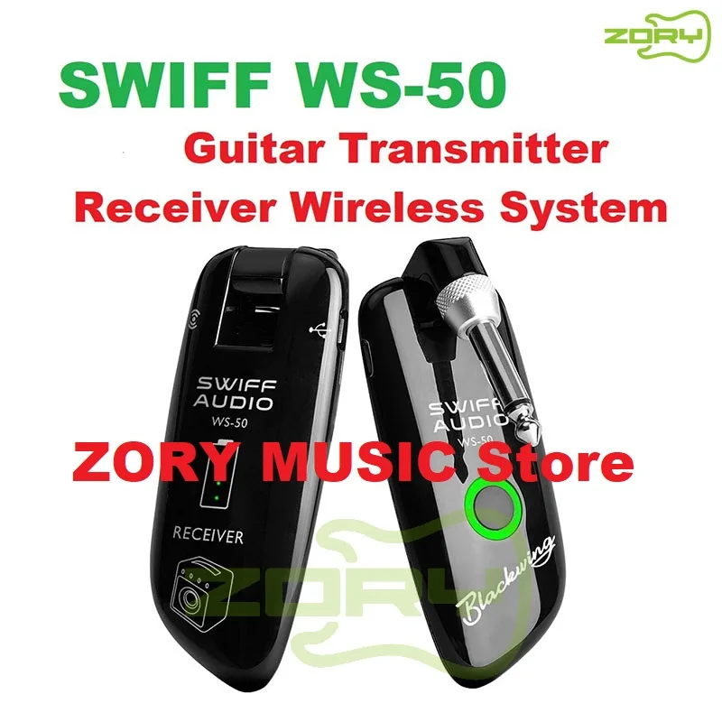 

SWIFF WS-50 UHF Digital Guitar Wireless System Transmitter Receiver 50M Transmission Range Built-in Rechargeable Battery