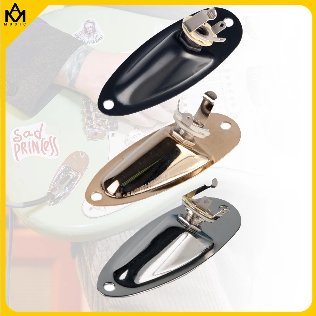 1Pc Boat Guitar Jack Plate Guitarra Pickup Output Input Jack Socket Per Chitarre Elettriche Stile Strat Stile Barca Professionale