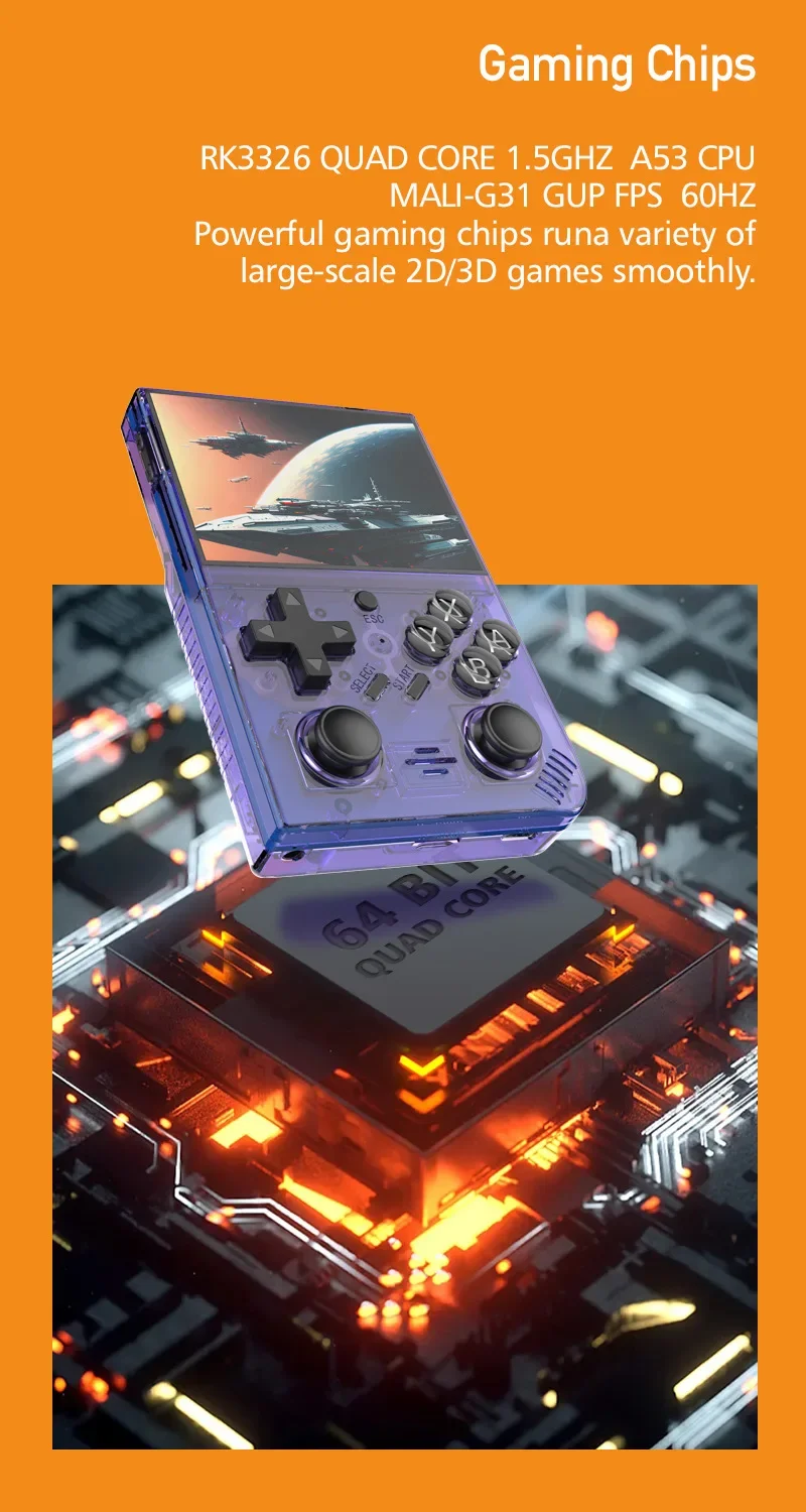 R35PlUS Retro Handheld 3.5 Inch Game Console Linux System Double Joystick Portable Pocket Video Player_voghion.com