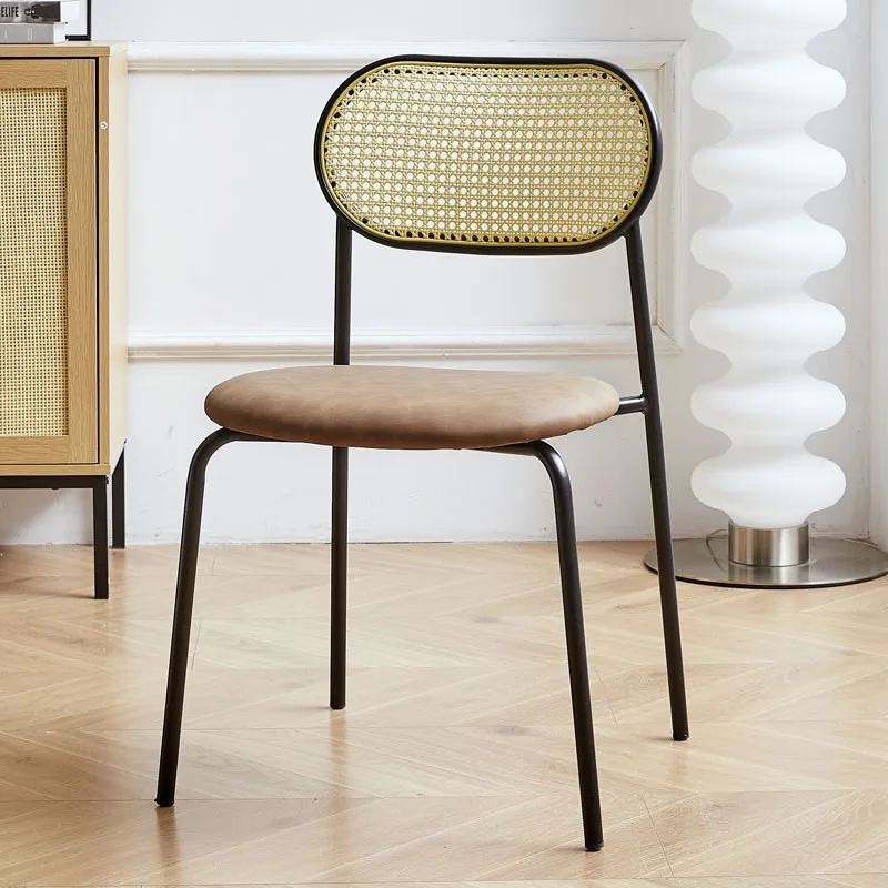 Dining Chairs Home Premium Designer Stackable Reclining Chairs Cream Style Iron Rattan ins