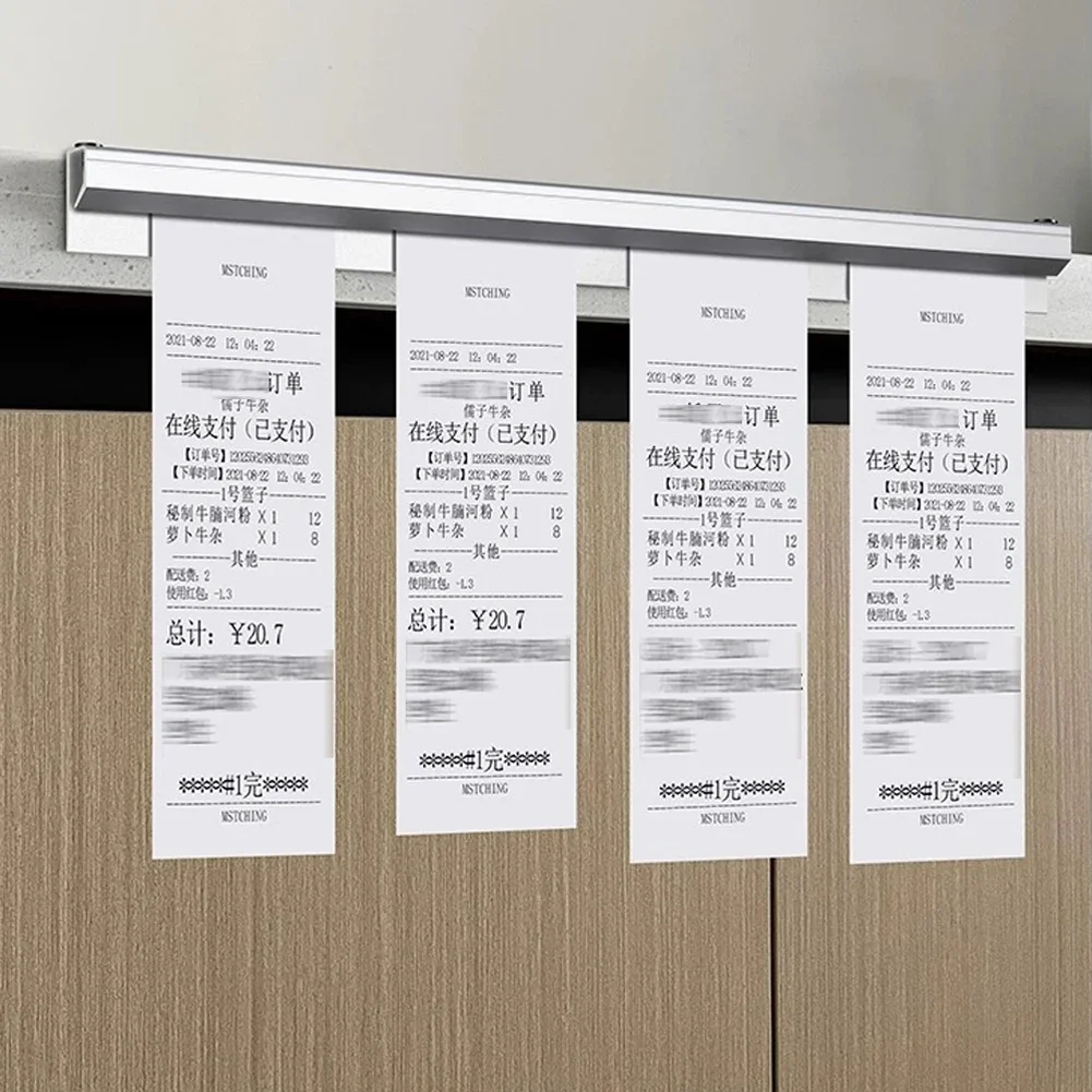 20/30cm Restaurant Ticket Holder Aluminum Order Rack Receipt Holder Silvery Kitchen Slide Check Rack for Office Cafes Pubs 3