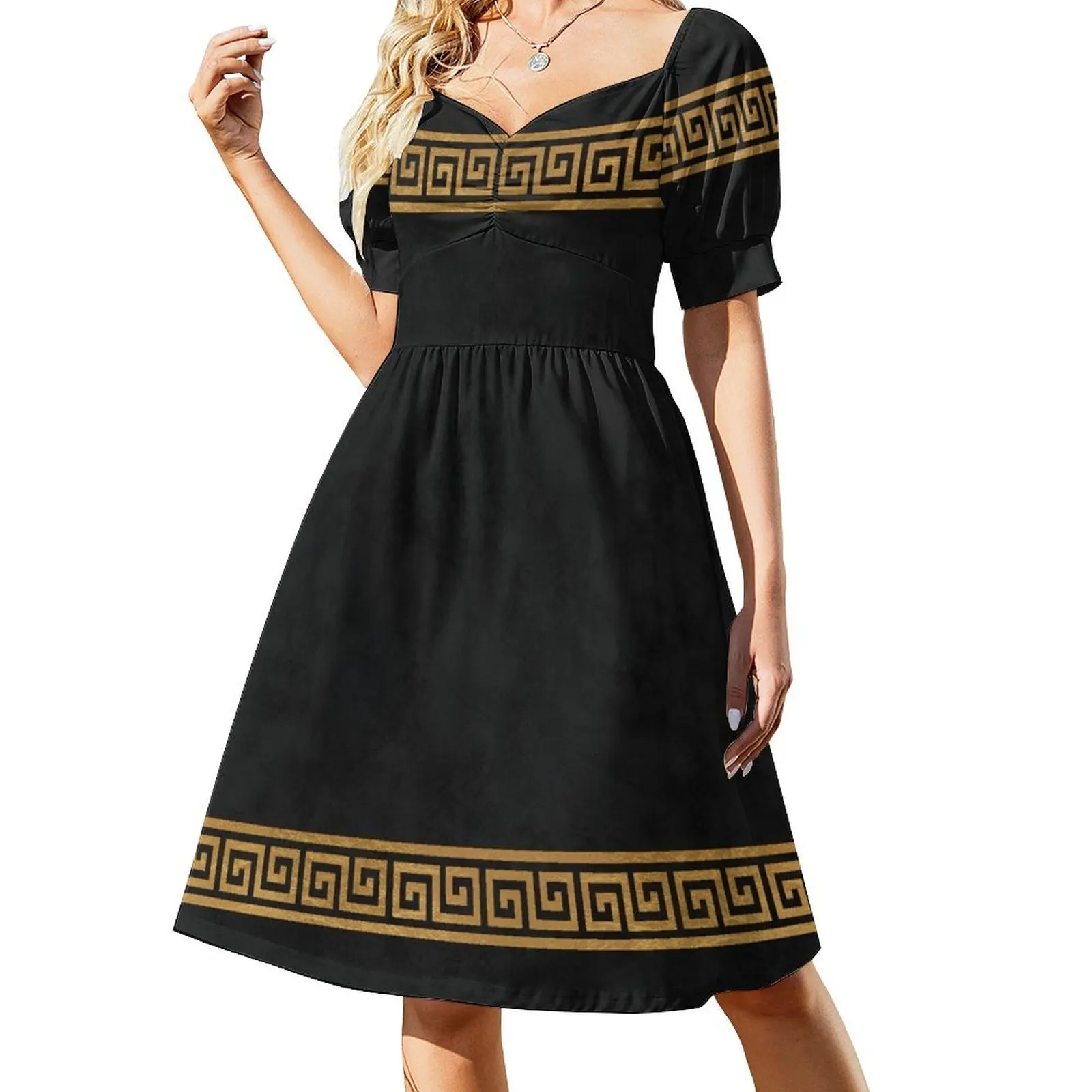 thumbnail image 1 of Gran vestido de manga corta con estampado griego Vestidos para fiesta de bodas Vestidos de fiesta para mujer Tendencia de ropa de mujer Vestido, 1 of 7