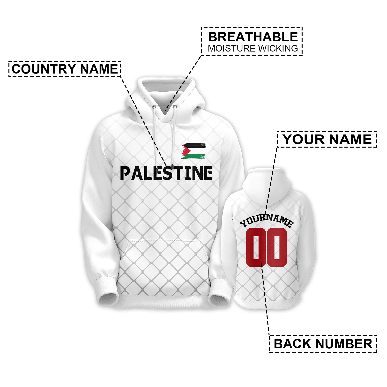 Palestine Hoodie Basketball Team Sweatshirt for Men Women Youth Personalized Name Number Sportswear Hoodies Fan Gifts