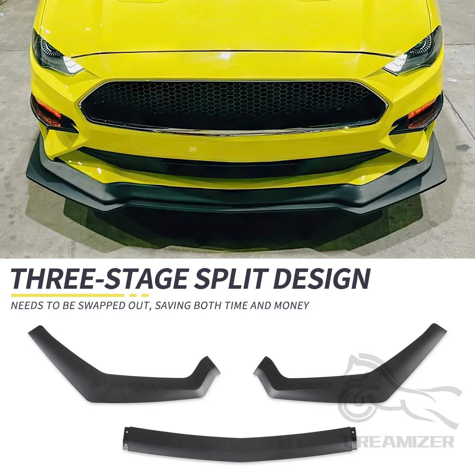 Frontspoiler Lippe Für Ford Mustang MK6.5 2018-2023 - Carbon Look ABS
