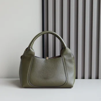 Top Layer Togo Cowhide Ladies' Handbag Genuine Leather Horseshoe Buckle Half-moon Simple Versatile Designer Luxury Bag.YB