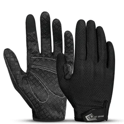 Premium Summer Cycling Gloves - Full Finger, Touch Screen, Non-Slip Silicone Grip - M (Full Finger Black)