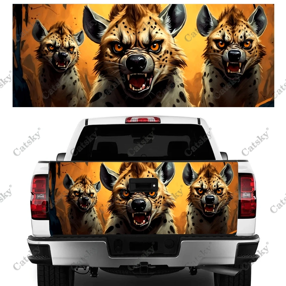 

Animal Hyenas In The Wild Truck Tailgate Wrap Professional Grade Material Universal Fit for Full Size Trucks Weatherproof