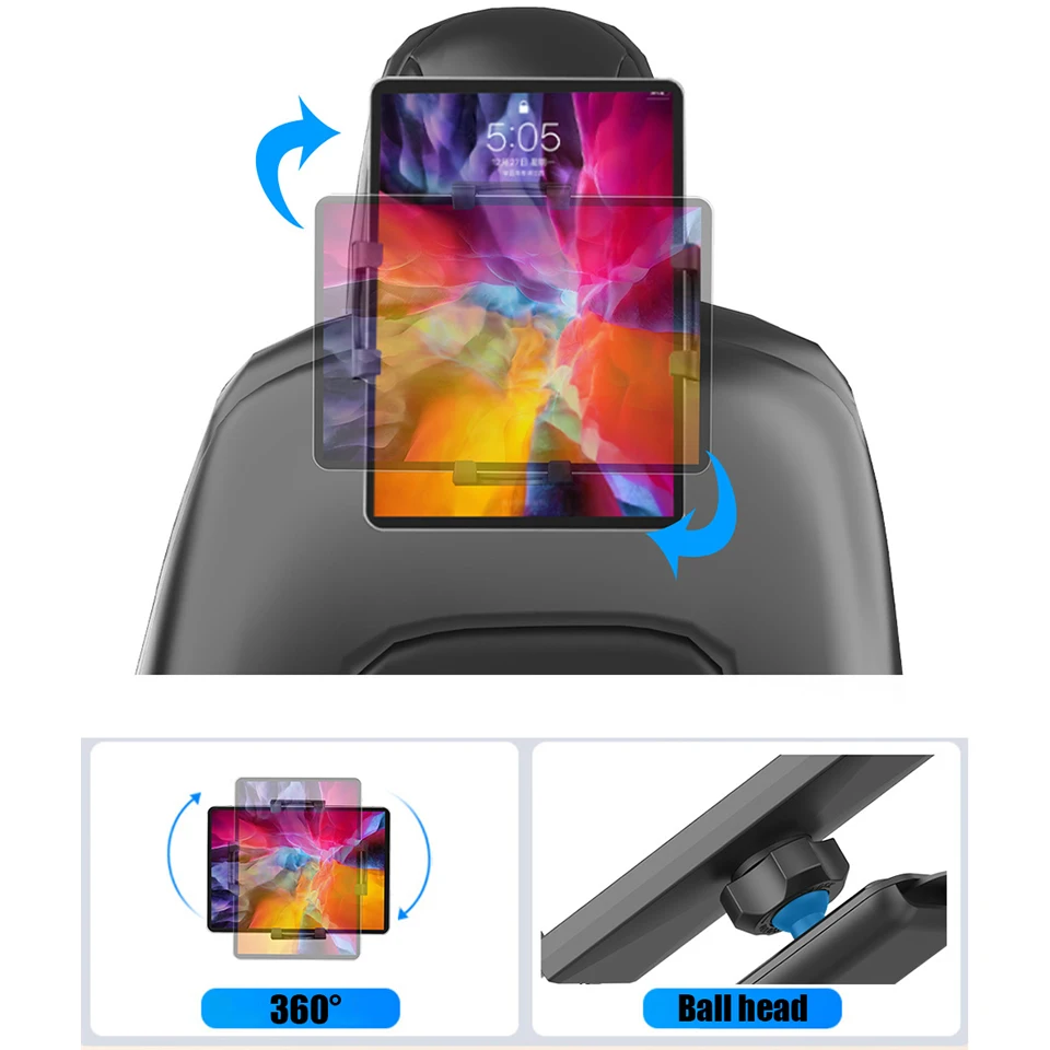 OUTMIX Car Back Seat Tablet Phone Holder Stand 360° Rotatable Adjustable Tablet Bracket for New Energy Vehicles and Automobiles — view 4
