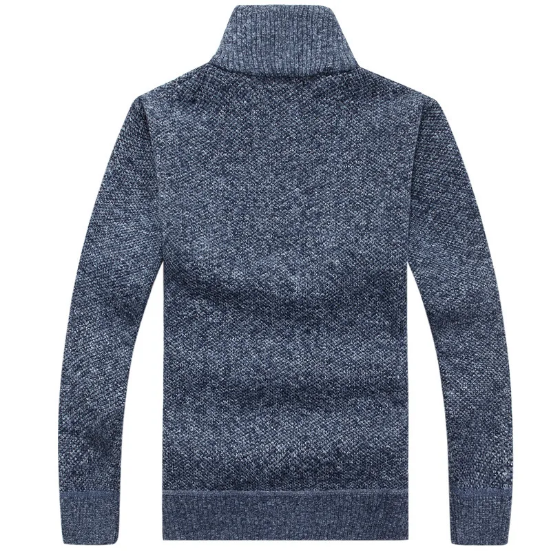 Men's Fleece Thicker Sweater Half Zipper Turtleneck Warm Pullover High Quality Male Slim Knitted Wool Sweaters For Spring 6