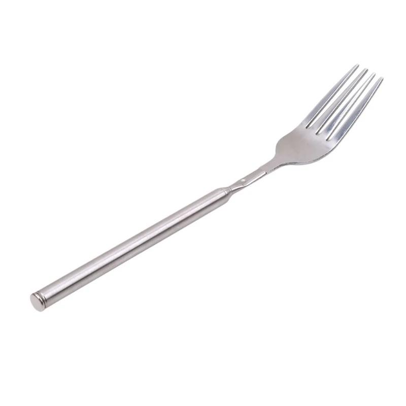 95AA BBQ Telescopic Extendable Fork Dinner Fruit Dessert Long Handle Cutlery Meat Fork Kitchen Accessories fruit fork expandable fork