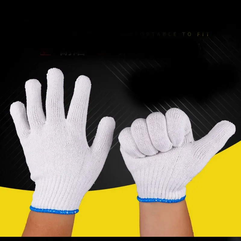 12 Pairs Wear-Resistant Ventilate Work Gloves Women Men Material Cotton Yarn Anti-Skid Knit Mitten Labor Protection Gardening