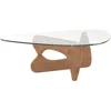 Triangle Glass Coffee Table Modern Noguchi Coffee Table, Vintage Glass, and Wood End Table, Solid Wood Base and Clear Glass Top 5