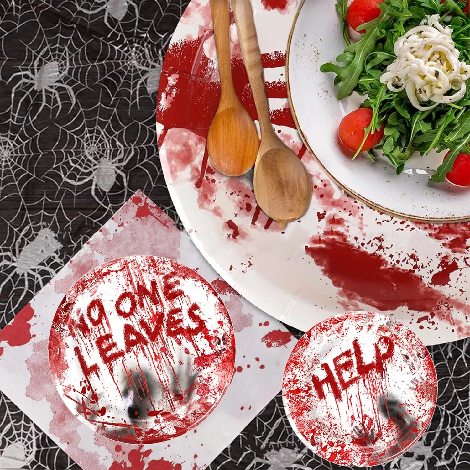 Halloween Party Tableware Set Festive Party Plates Napkins Tablecloth Disposable Tableware 10/12Guests Halloween Decoration