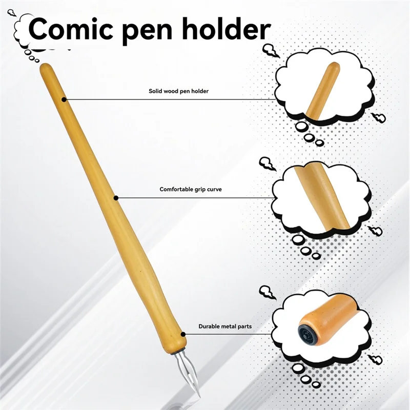 14 Pcs Dip Pen Nibs 홀더, 그림 서명 선물을 쓰기위한 스테인레스 스틸 펜촉이있는 나무 드로잉 펜 홀더
