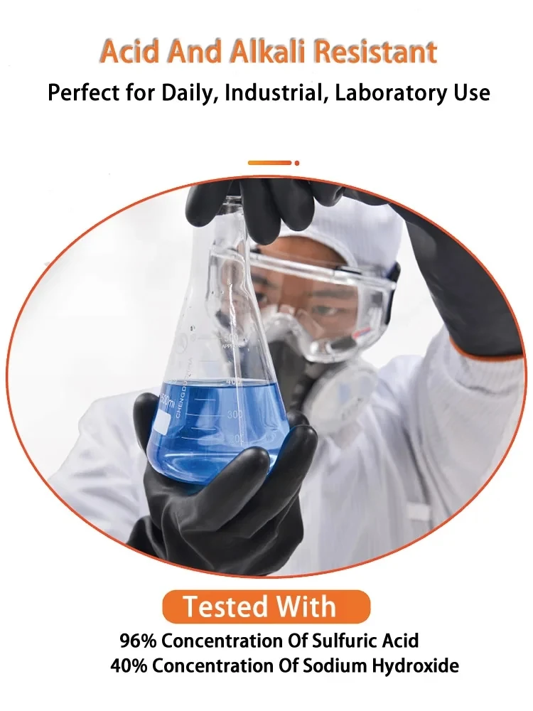 Acid Alkali And Oil Resistant Industry Work Gloves 1 Pair 14"-22" XL Size Heavy Duty Latex Gloves Chemical Resistant work gloves protective gloves