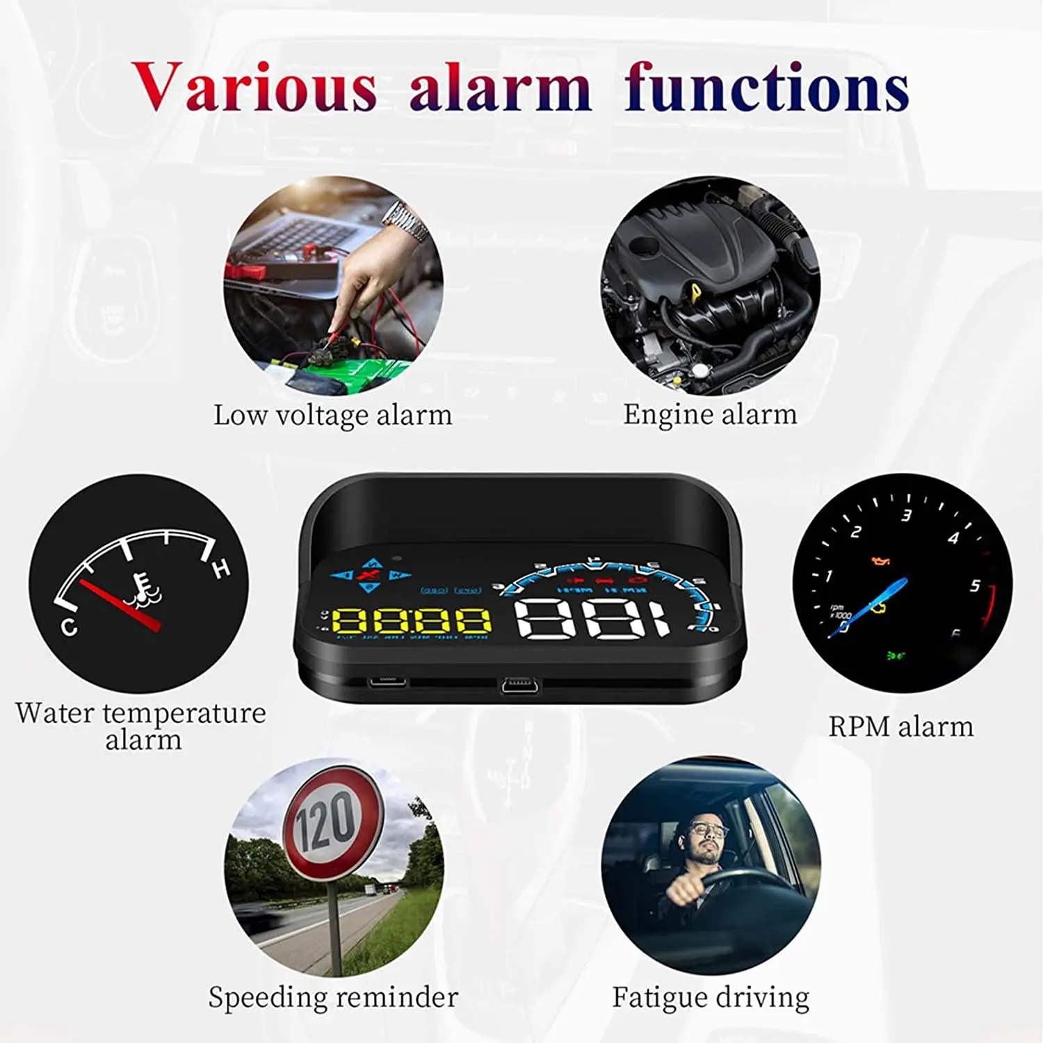 ڵ HUD ڵ OBD2 + GPS   ÷ GPS  ӵ º ǻ,  溸 ׼ 100km 